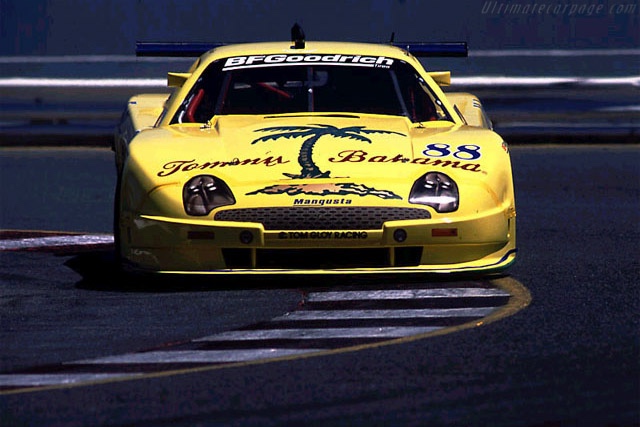 Qvale Mangusta Trans-Am race car in Tommy Bahama livery, campaigned by Huffaker/Qvale Motorsports